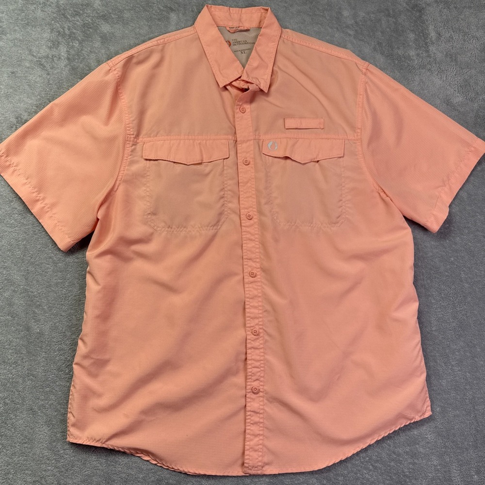 Amercan‎ Outdoorsman Fishing Shirt Mens XL Coral Button Up Vented 2-Pocket